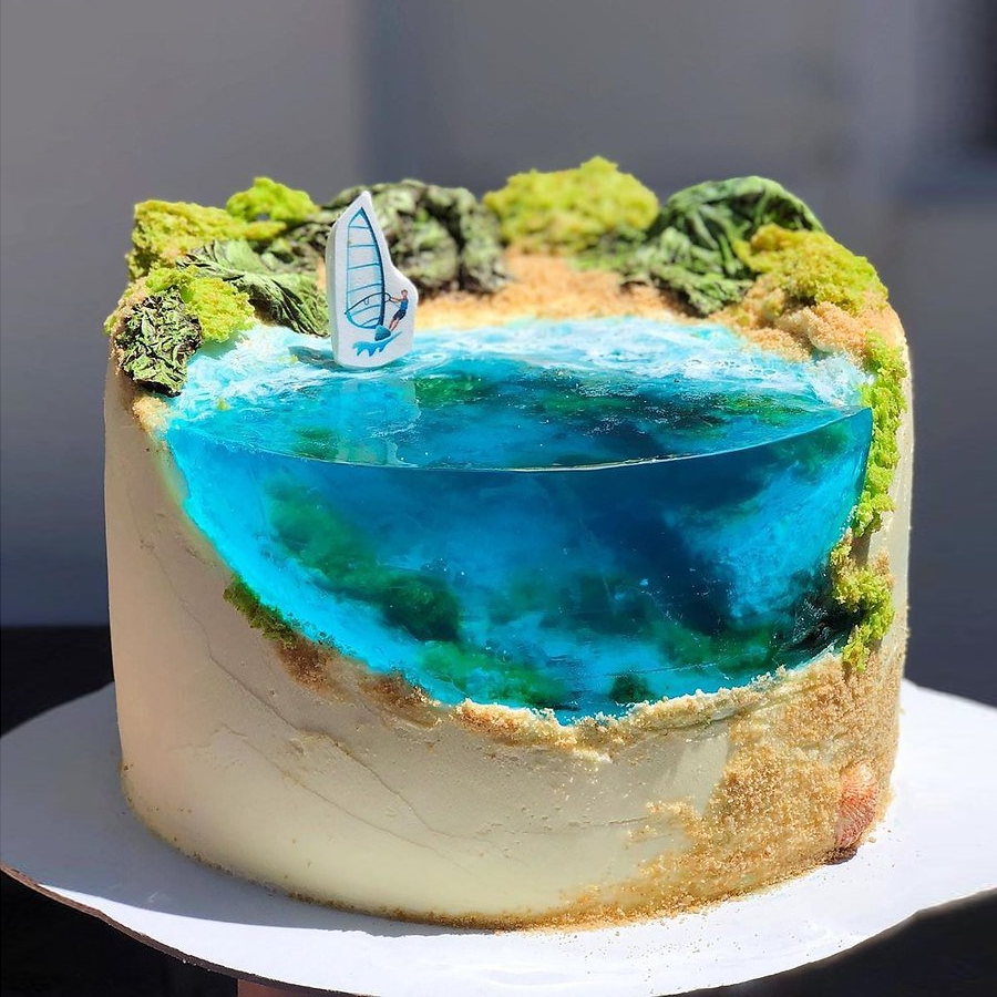 Аквариум торт Остров с желе в Море