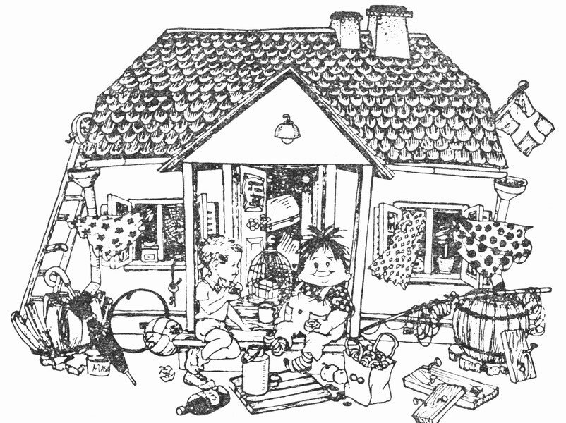 Иллюстрация из книги Астрид Линдгрен "Три повести  о Малыше и Карлсоне"