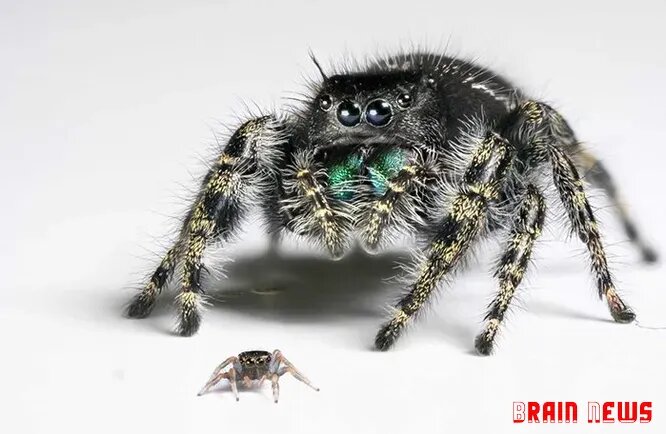 Взрослый паук и его детеныш