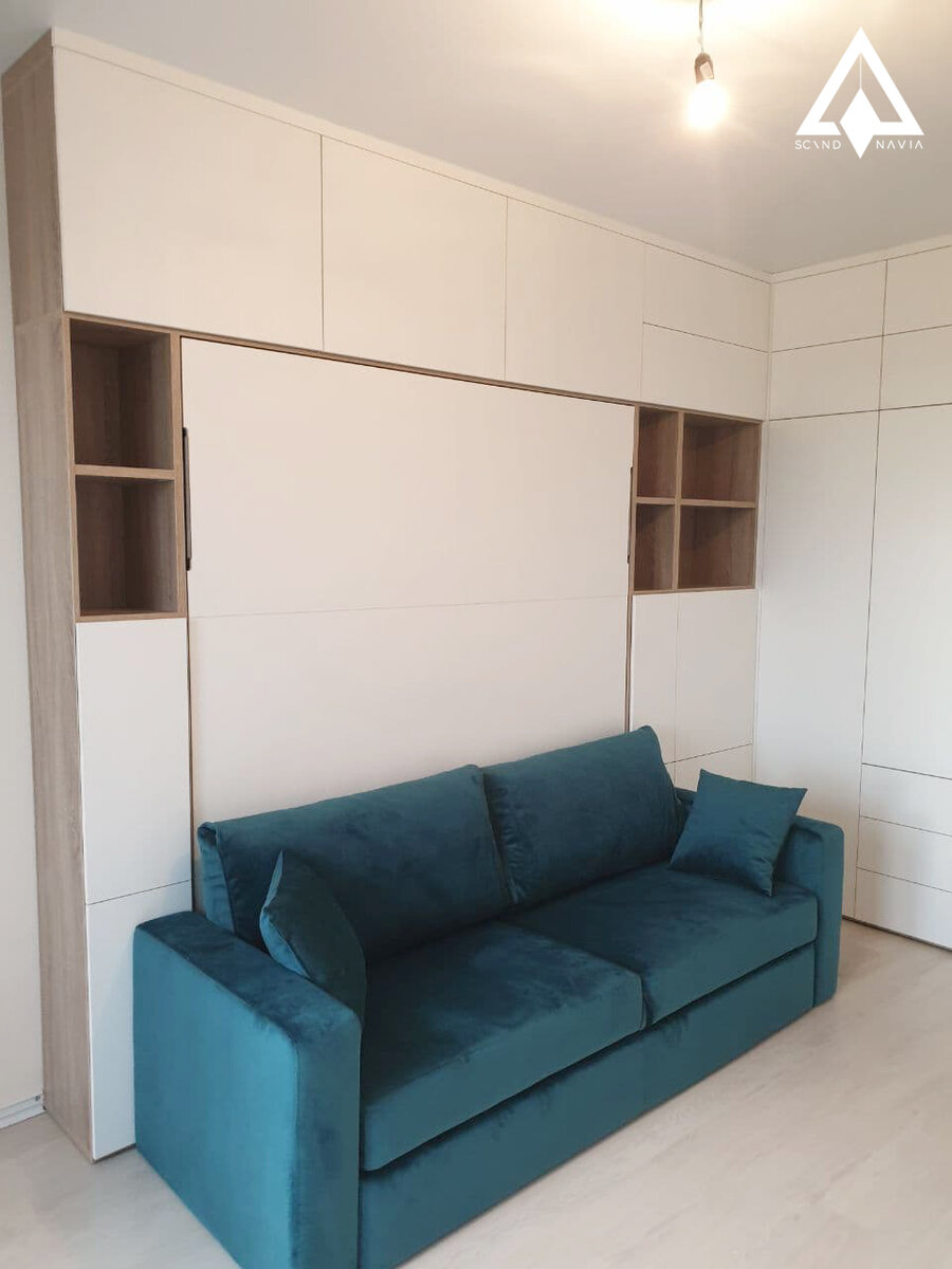 Шкаф кровать трансформер с диваном от компани  Скандинавия мебель