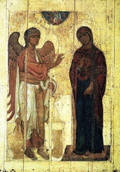Икона «Устюжское Благовещенье», написана до 1130 года. Одна из немногих русских икон домонгольского периода. Источник: https://япос.рф