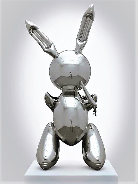 "Кролик" (P.s представленное произведение искусства было продано на аукционе за 91 миллион долларов, тем самым сделав своего создателя богатейшим из ныне живущих художников)