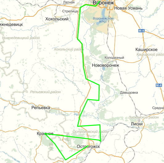Карта коротояк воронежская область острогожский район