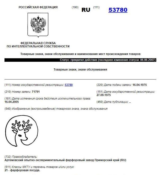 Свидетельство регистрации товарного знака 