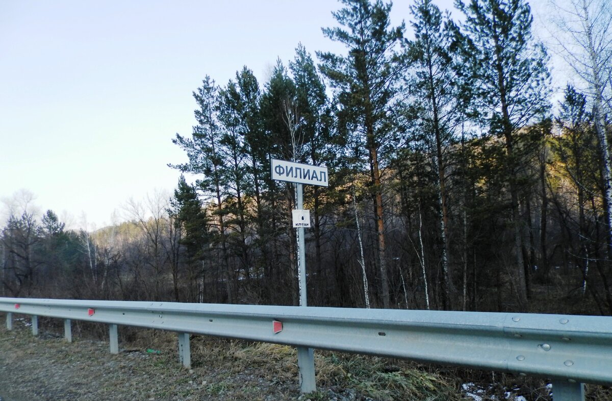 На въезде в село Филиал