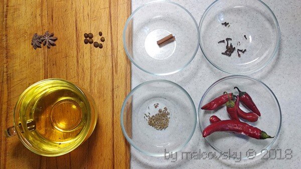 Ингредиенты для приготовления острого масла