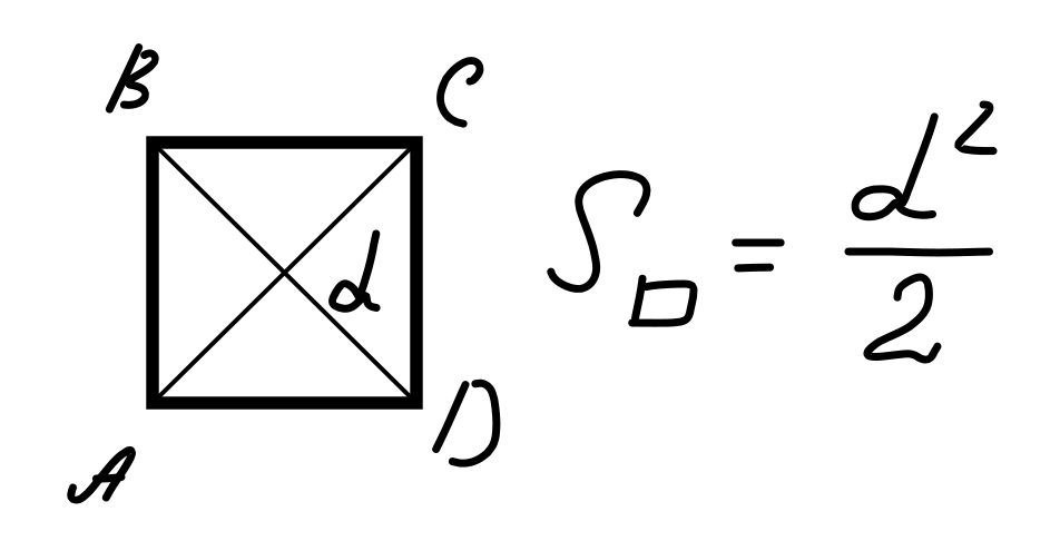 Площадь квадрата через его диагональ. Площадь квадрата по его диагонали. Площадь квадрата равна произведению его диагоналей. Площадь квадрата равна произведению его диагоналей верно или нет.