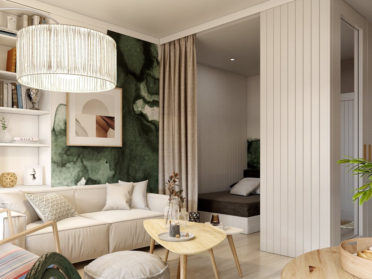 Вид на спальню и гостиную