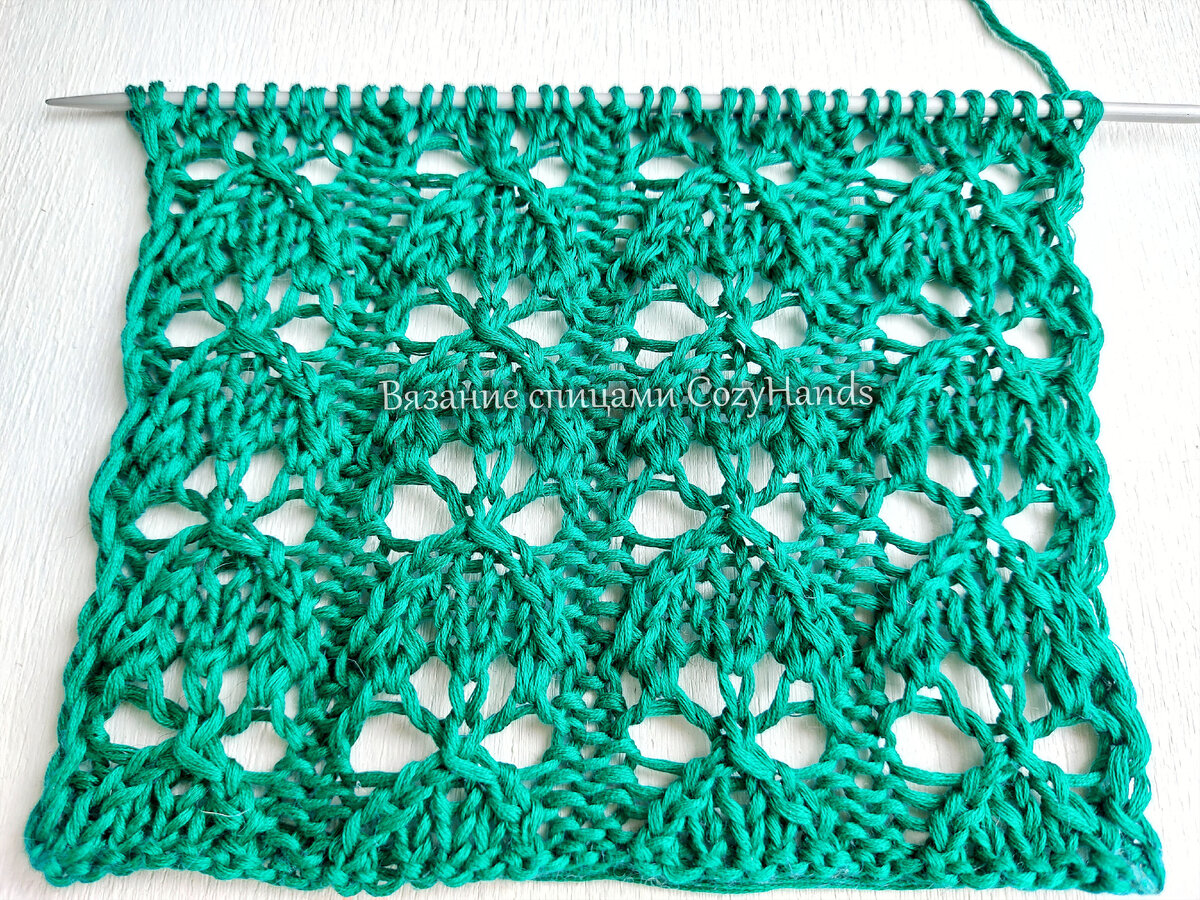 Простой и легкий ажурный узор спицами