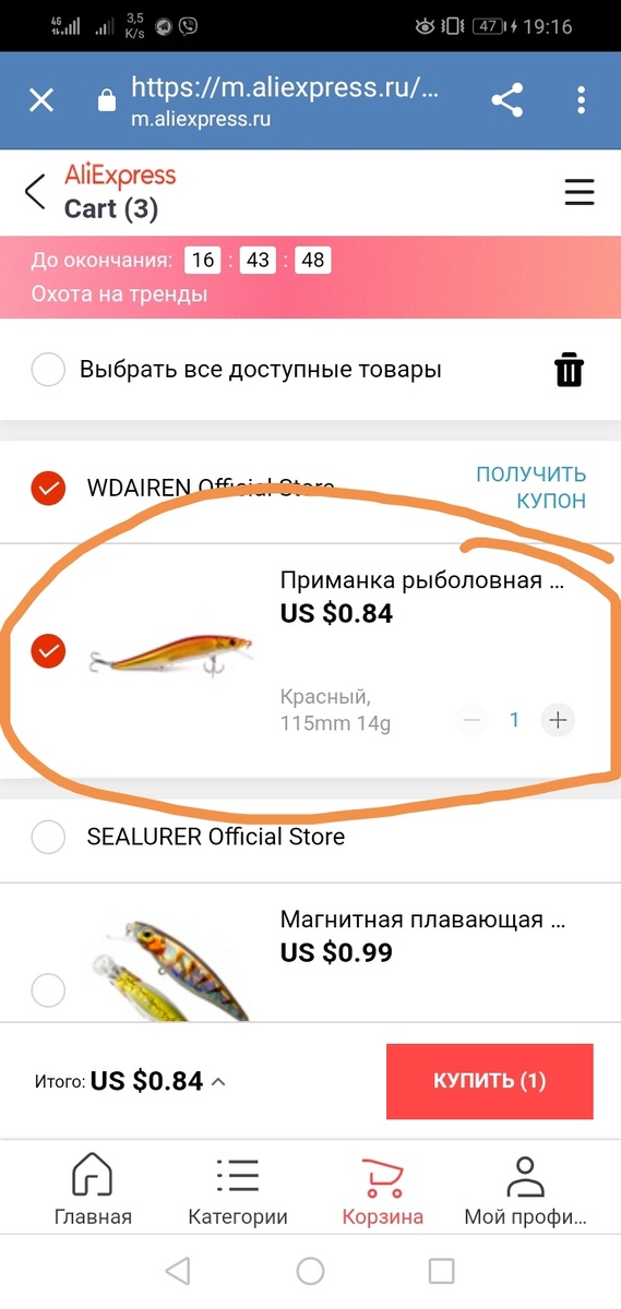 Рис. 3. Стоимость по счету конвертированому в рубли.