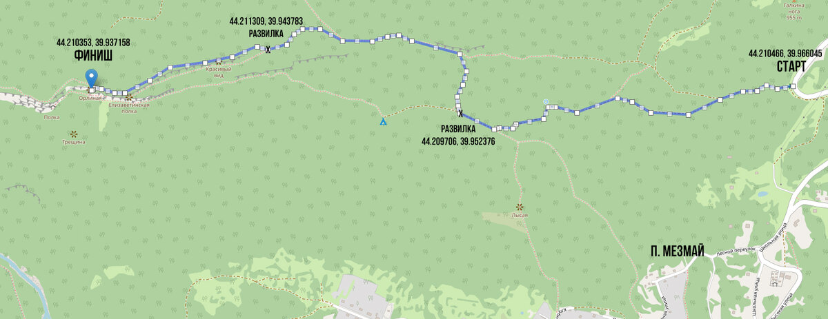 маршрут к Смотровой площадке с видом на Орлиную полку . Мезмай