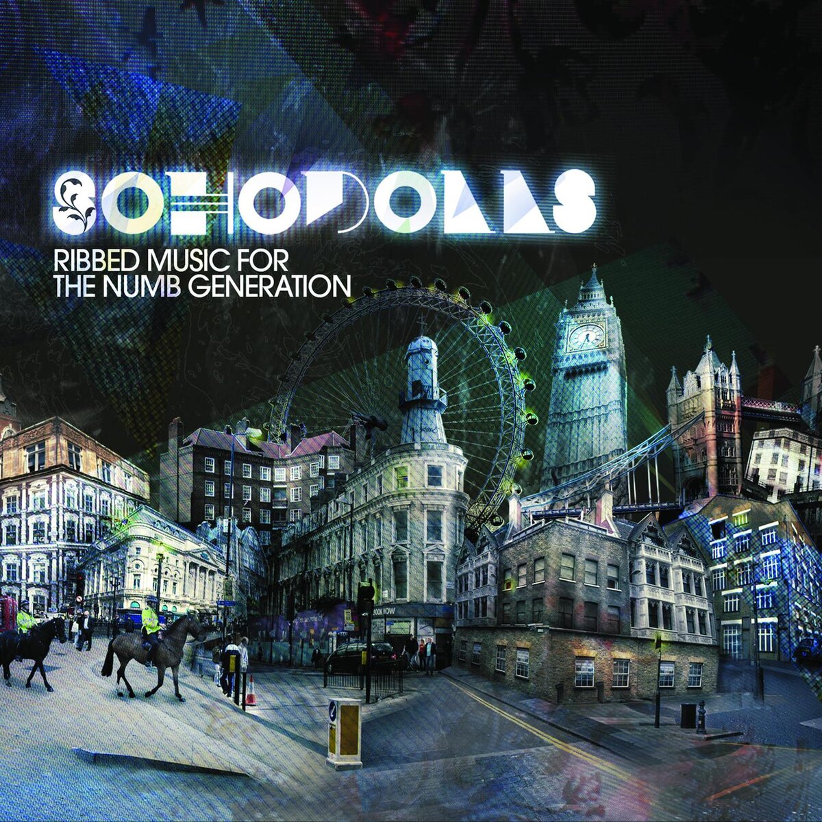 Обложка альбома "Ribbed Music for the Numb Generation" английской группы электронной музыки Sohodolls