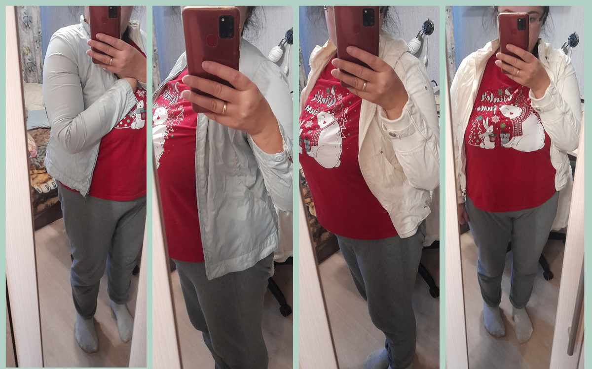 Фото на память. Зачем храню такие вещи, тем более, состояние у курток печальное. Вся в пятнах желтых.