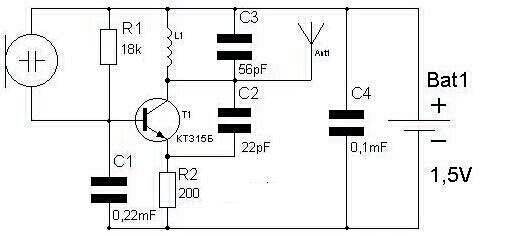 Простая схема радиопередатчика. В народе "ЖУК"