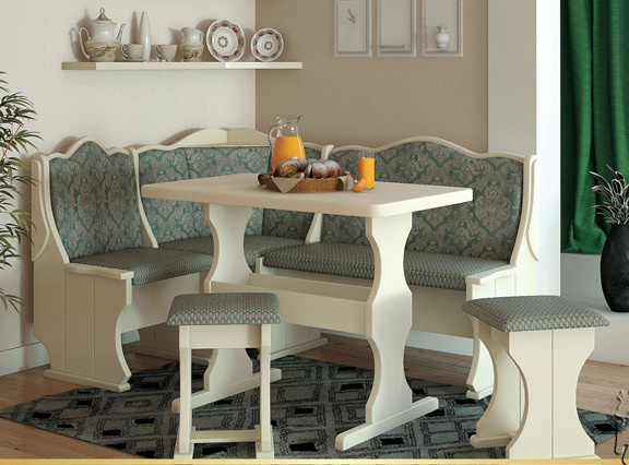 Кухонный уголок в белой эмали