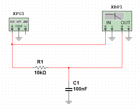 Пример фильтра первого порядка из прошлой статьи. Частота среза - 159Гц, ослабление -3Дб