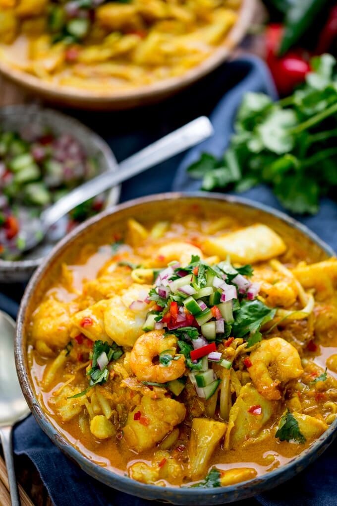 Лакса с морепродуктами