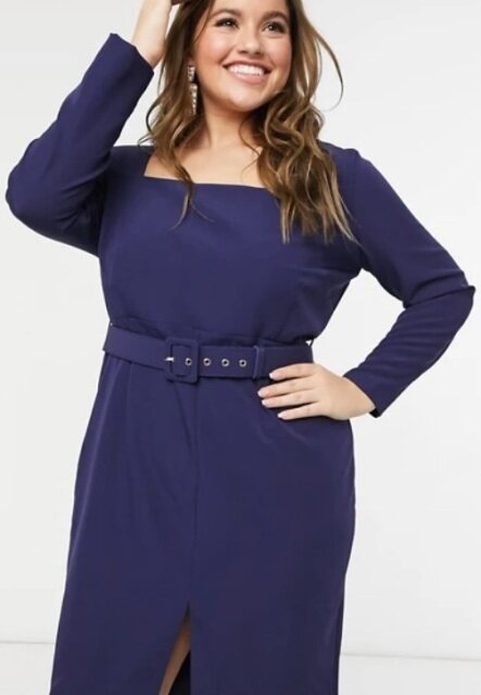 Темно-синее платье плюс сайз