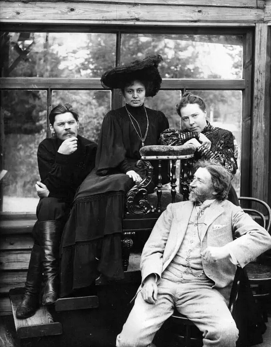 Максим Горький, Мария Андреева, Наталья Нордман, Илья Репин в Пенатах