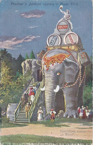 Ресторан U Slona на старинной почтовой открытке