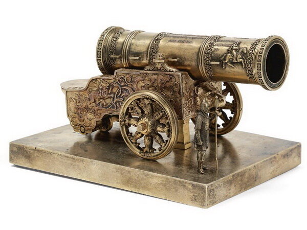 Царь-пушка, настольная скульптура, позолоченное серебро, (10,7х17 см), Сазиков, Москва, 1852 г.