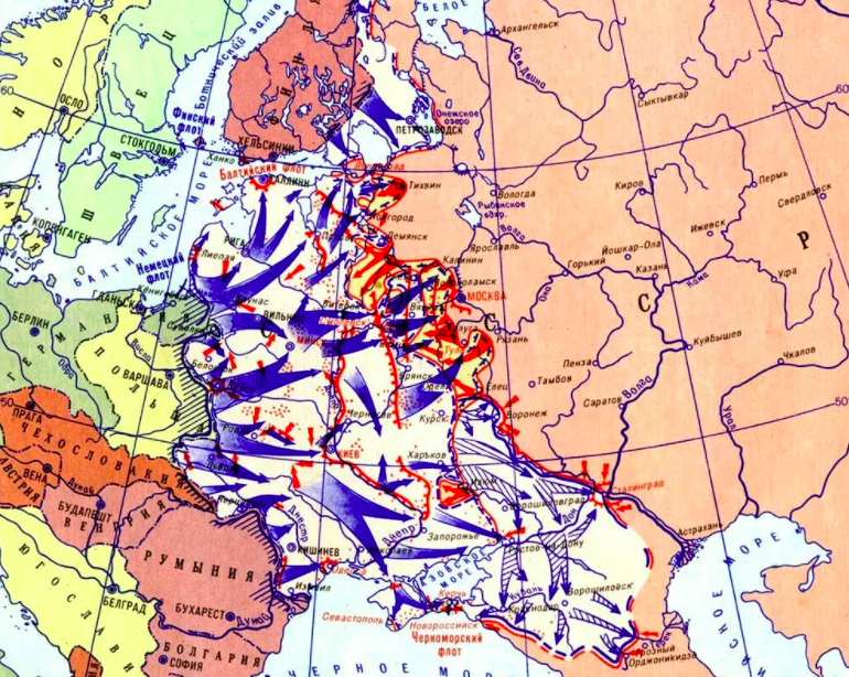 Откуда начали наступать немцы в 1941 карта