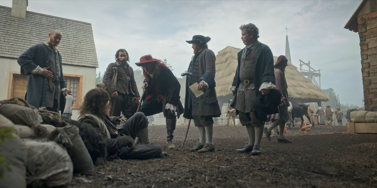 Прибыли новые поселенцы из Франции. Это мужчины, которые подписали практически рабский контракт о том, что готовы три года работать на неизвестного хозяина в неизвестных условиях, лишь бы получить потом клочок земли в собственность, если останутся живы. Местные землевладельцы выбирают их, как рабов на ярмарке.