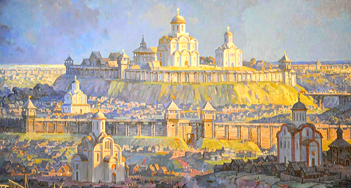 Картина Анатолия Булдакова "Смоленск великокняжеский" (фрагмент)