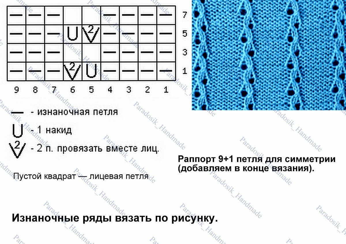 Ажурные горизонтальные полосы спицами со схемами