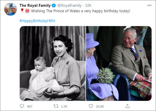 «Желаем принцу Уэльскому самого счастливого дня рождения!» Из твиттера королевской семьи (https://twitter.com/RoyalFamily)