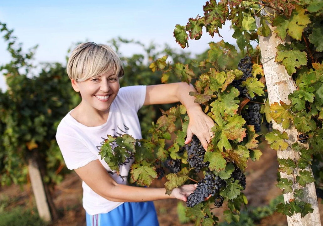 Анжелика Варум на своей виноградной плантации