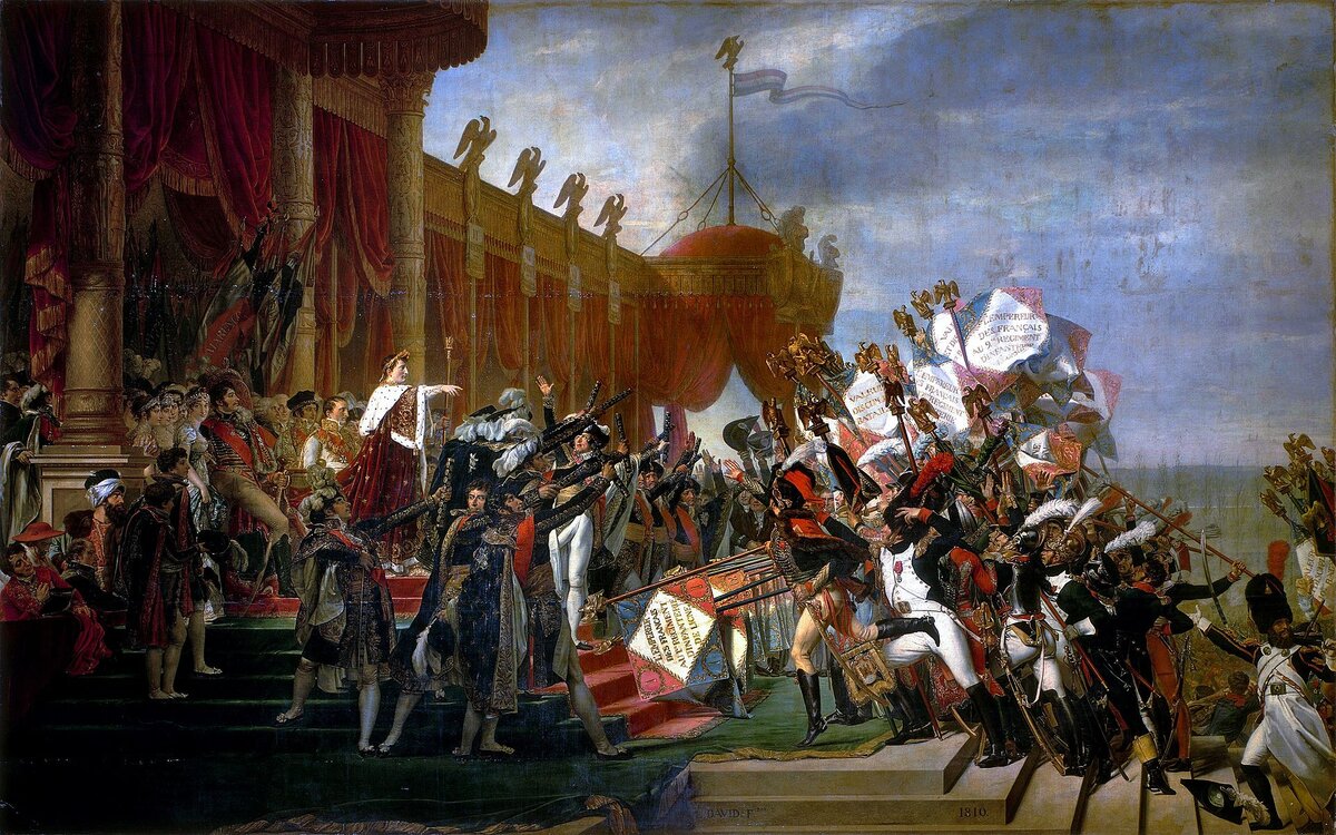 Раздача орлов Императором. Происходило сие событие 5-го декабря 1804-го года. Картина Жака-Луи Давида. 1810-й год.