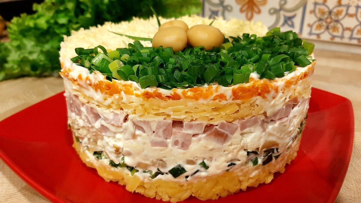 Салат с Грибами и Ветчиной