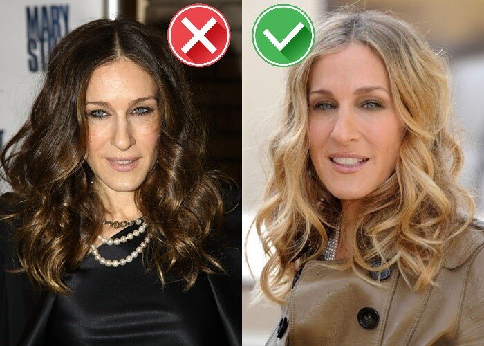 Светлые волосы подходят актрисе гораздо больше, чем тёмные, которые утяжеляют внешность