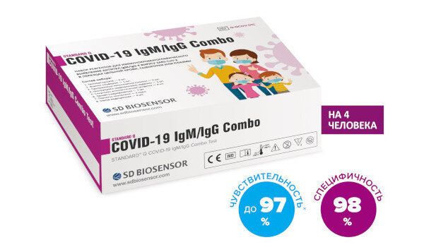 Тесты SD Biosensor Standard Q Covid-19 IgM/IgG (4 шт.)