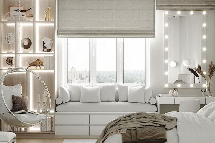 Минималистичный дизайн комнаты в светлых тонах