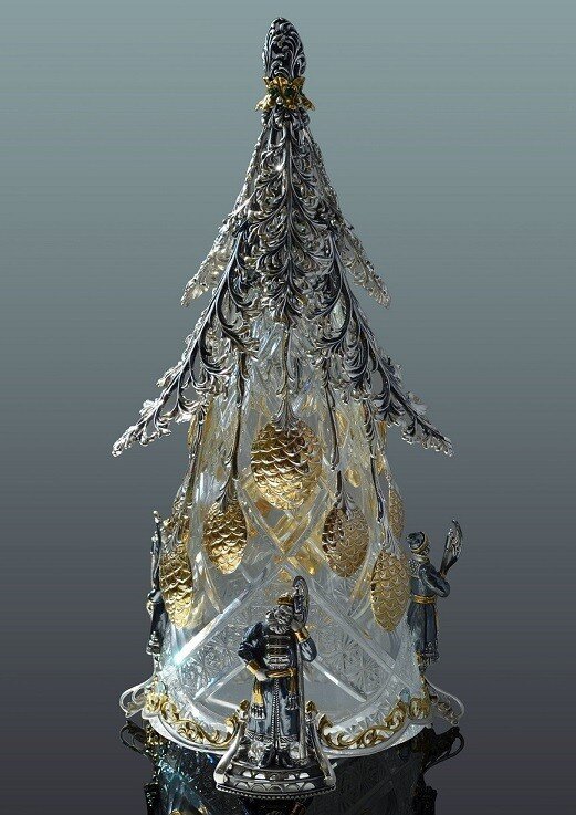 Набор чайных и кофейных ложек «Шишки», 298 000 руб.