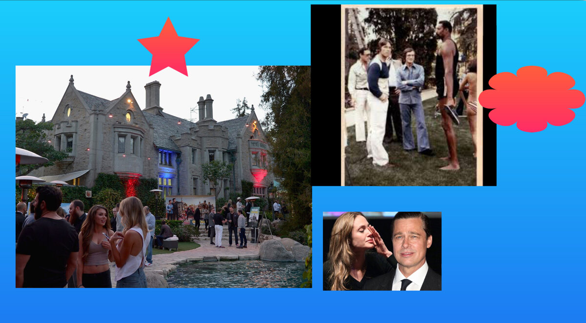 вечеринки стали легендами, а вот Арнольду ( вверху на фото с главредом журнала) и Джоли придется сейчас рассказывать подробности? 