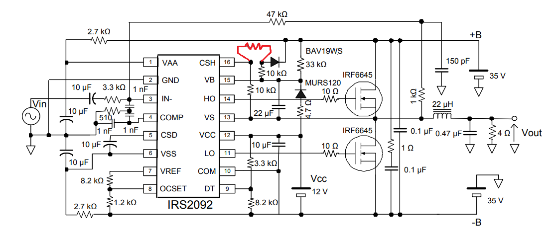 Irs2092s усилитель схема