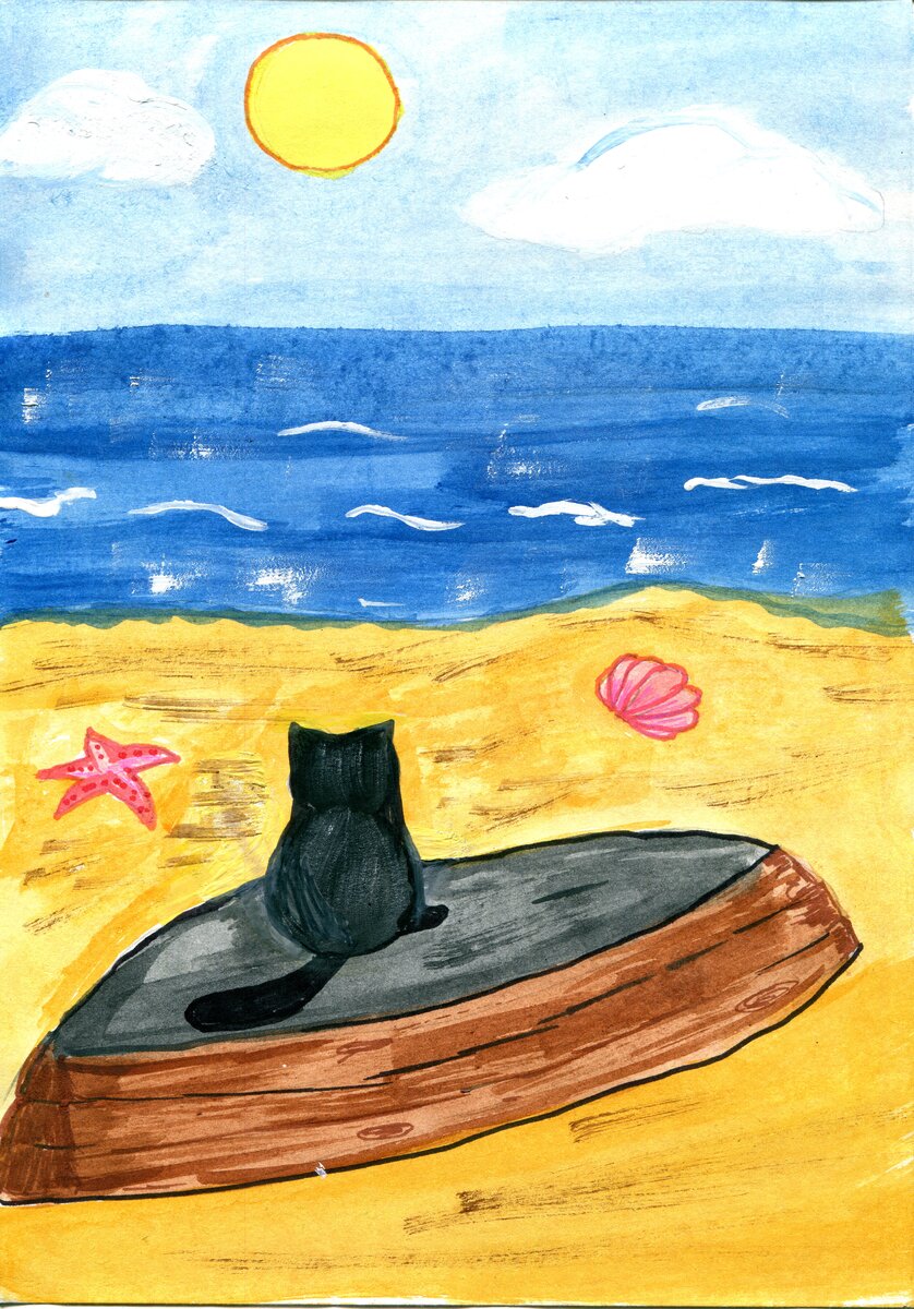 Кот Батискаф на берегу моря