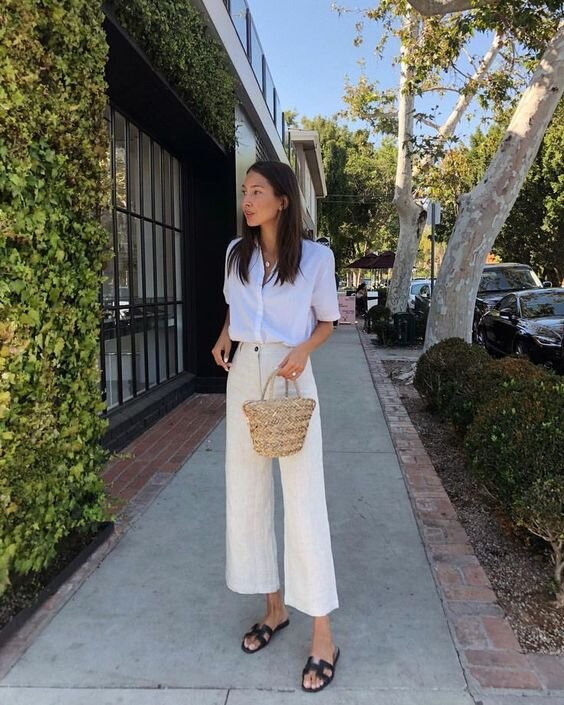 Льняные брюки клёш 