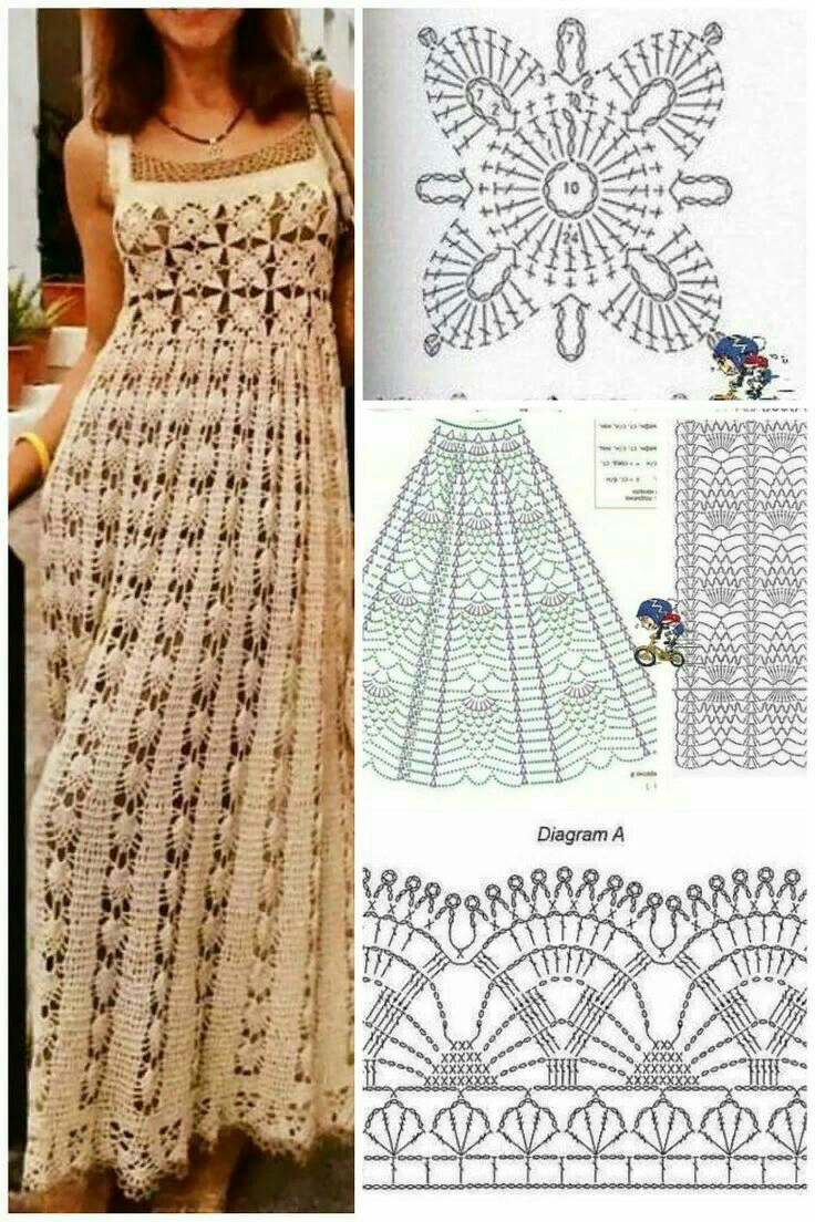 Кружевное крючком платье
