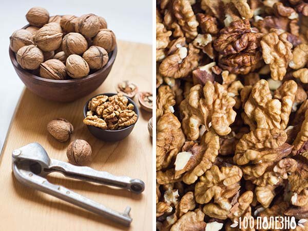 Фото целого и очищенного грецкого ореха