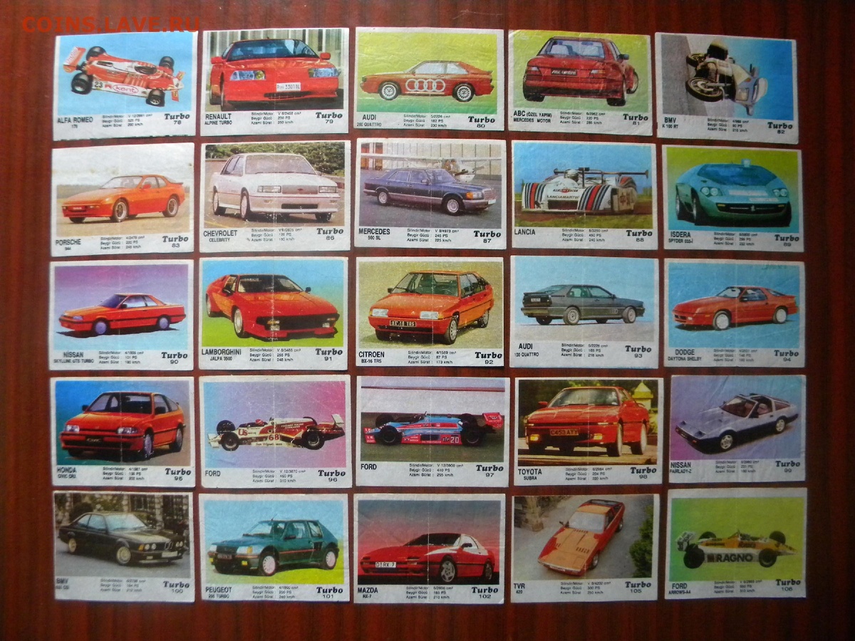 Фантики от жевательных резинок  Turbo.