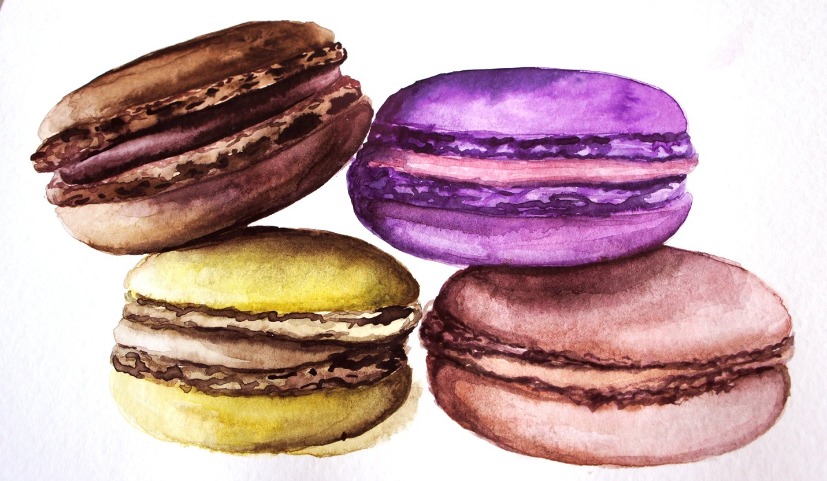 Рисуем иллюстрацию для стока: макаруны / watercolor sketch of macaroon