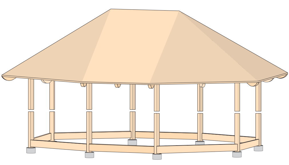 Восьмиугольная беседка из ДПК под заказ - проекты Латитудо