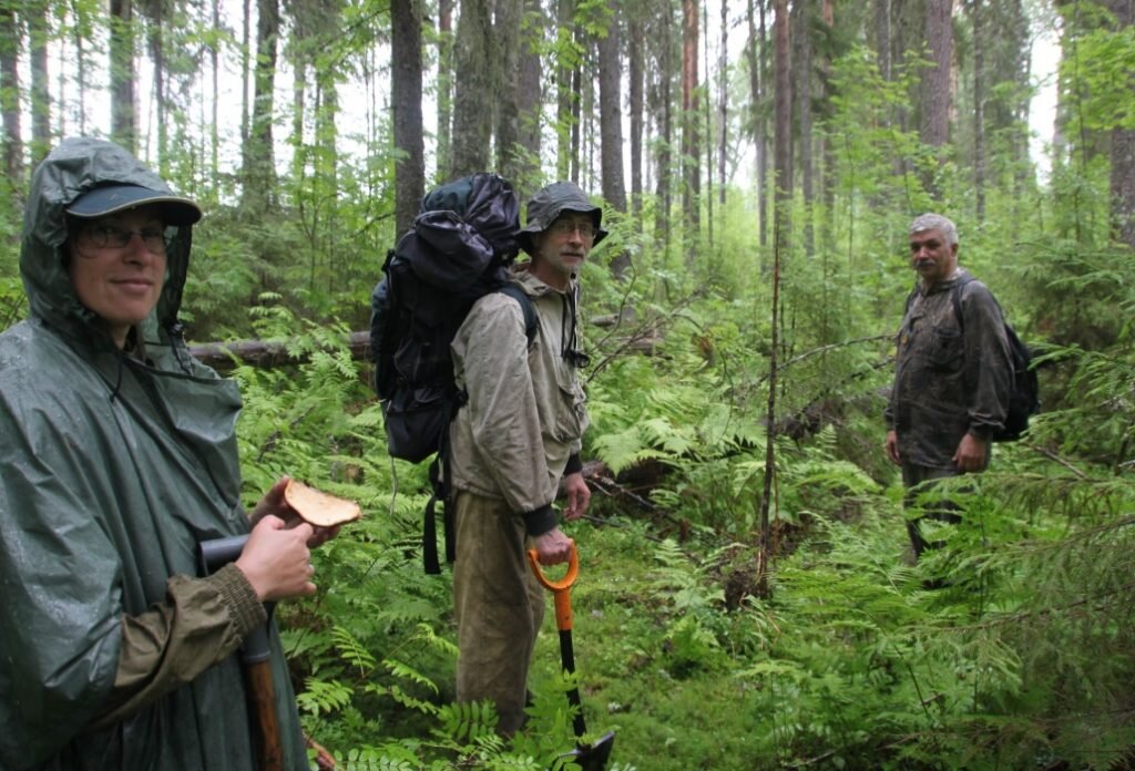 Геологи в тайге. Национальный парк Койгородский в Республике Коми. Экспедиция в тайге. Геологи в лесу.