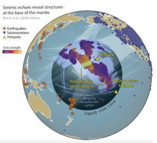 На глубине 2900 километров под Гавайями и Маркизскими островами - обе группы тихоокеанских островов - существуют обширные зоны из плотного и горячего материала. © Doyeon Kim / Университет Мэриленда