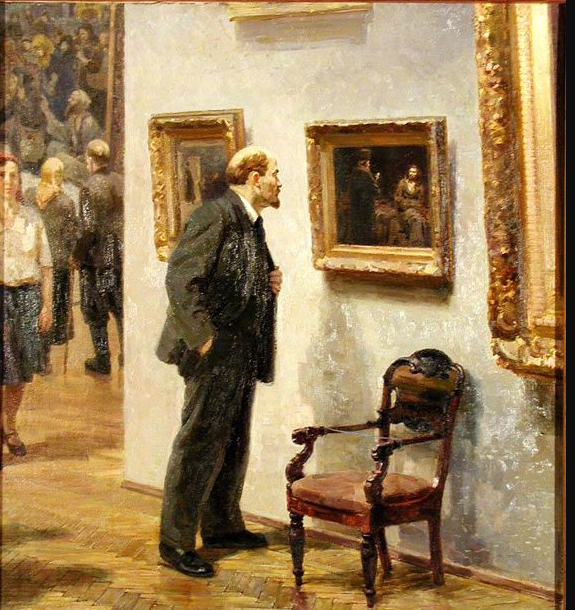 Семяшкин А.В. Ленин в Третьяковской галерее. 1957. Холст, масло. 97x88 см. Музей изобразительных искусств Республики Карелия, г. Петрозаводск