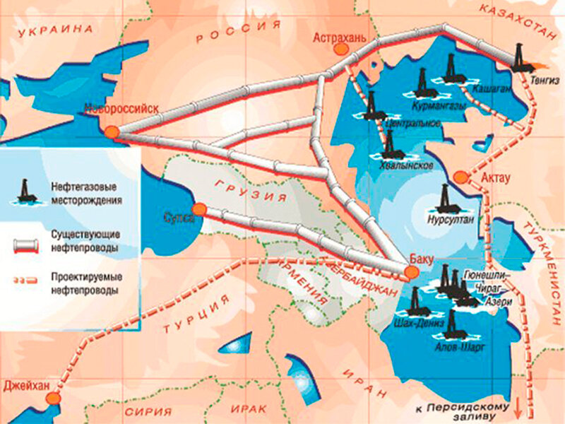 Схема каспийского моря